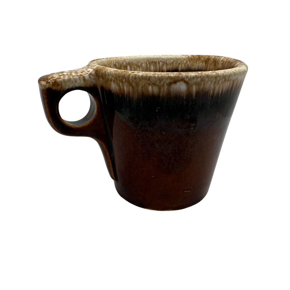 Vintage Hull Pottery Brown Drip Glaze Coffee Mug Oven Proof USA Ring Handle 3.5